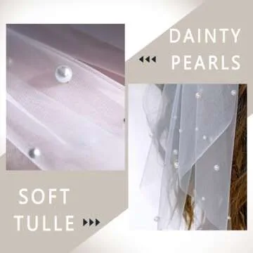 YAEISM Bridal Pearl Hair Bow Veil for Weddings Parties