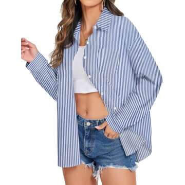 HOTOUCH Linen Shirts for Women Button Down Shirt 100% Cotton Casual Long Sleeve Loose Fit Blouse Top...