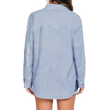 HOTOUCH Linen Shirts for Women Button Down Shirt 100% Cotton Casual Long Sleeve Loose Fit Blouse Tops