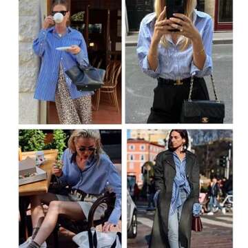 HOTOUCH Linen Shirts for Women Button Down Shirt 100% Cotton Casual Long Sleeve Loose Fit Blouse Tops