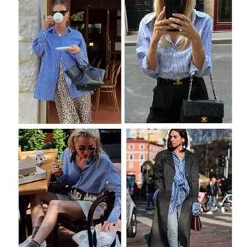 HOTOUCH Linen Shirts for Women Button Down Shirt 100% Cotton Casual Long Sleeve Loose Fit Blouse Tops