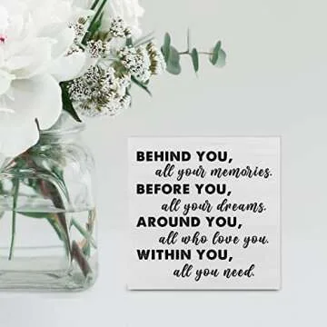 Graduation Quote Wood Box Sign Decor Desk Sign Positive Behind You All Your Memories Wooden Box Block Sign Rustic Home Shelf Wall Decoration Grad Gift