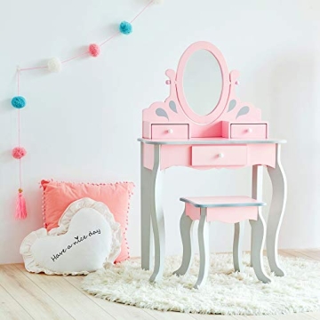 Teamson Kids Vanity Set with Mirror & Storage for Girls