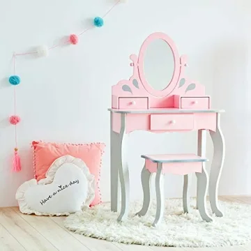 Teamson Kids Vanity Set with Mirror & Storage for Girls