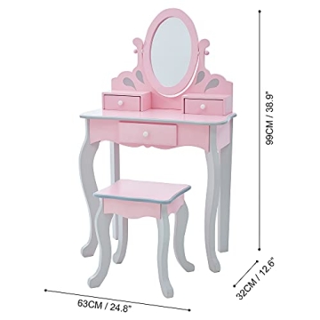 Teamson Kids Vanity Set with Mirror & Storage for Girls