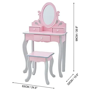 Teamson Kids Vanity Set with Mirror & Storage for Girls