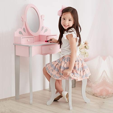 Teamson Kids Vanity Set with Mirror & Storage for Girls