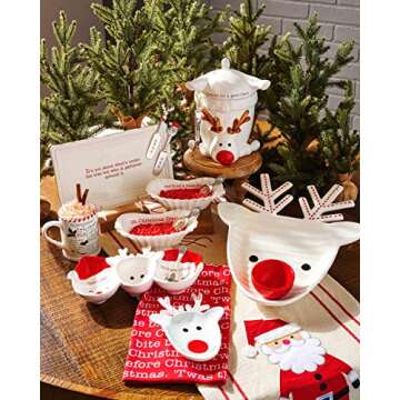 Mud Pie Christmas Holiday Under The Tree Treat Tray Serving Platter - White, 11 1/4" x 7"