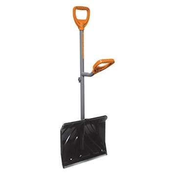 ErgieShovel ERG-SNSH18 Steel Shaft Impact Resistant Snow Shovel, 18-Inch Shovel, 48-Inch Shaft, Push/Scoop Combination Blade, Polycarbonate Shovel