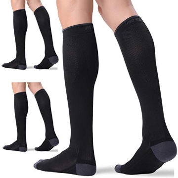 FITRELL 3 Pairs Compression Socks - 20-30mmHg Knee High Support for Travel & Sports