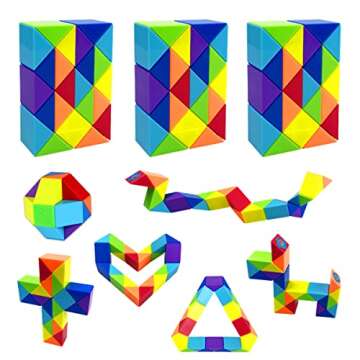 Jofan 3 Pack Big Snake Cube Fidget Twist Puzzle Toys for Kids