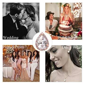 SWEETV Teardrop Bridal Earrings for Wedding, Prom - Elegant Cubic Zirconia Stud Earrings for women, brides, bridesmaids