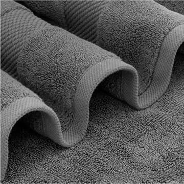 White Classic Luxury Bath Towel Set of 8 Pieces - 100% Turkish Cotton Highly Absorbent Towels for Bathroom, 2 Luxury Bath Towels 700GSM, 2 Hand Towels, 4 Washcloths, Dark Gray