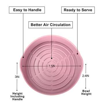 Numola Air Fryer Silicone Pot, Replacement for Air Fryer Liners, Reusable Silicone Air Fryer Accessories, No More Harsh Cleaning Air Fryer Silicone Basket(7.5inch)