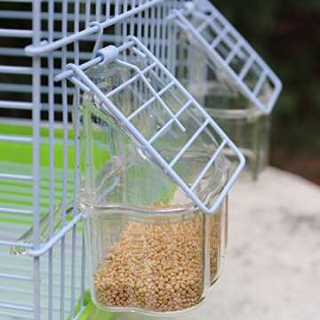 Yardwe 10PCS Bird Parrot Feeding Cups Dish, Hooded Bird Cage Bird Feeder Food Water Bowl for Parrot Pigeon Lovebirds (Transparent)