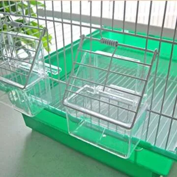 Yardwe 10PCS Bird Parrot Feeding Cups Dish, Hooded Bird Cage Bird Feeder Food Water Bowl for Parrot Pigeon Lovebirds (Transparent)