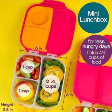 b.box Kids Lunch & Snack Containers. 3-Pack Set Includes Matching Oversized Bento Lunch Box, Mini Meal Boxes for Kids and Toddlers. School Supplies (Strawberry Shake)