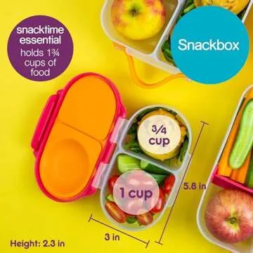 b.box Kids Lunch & Snack Containers. 3-Pack Set Includes Matching Oversized Bento Lunch Box, Mini Meal Boxes for Kids and Toddlers. School Supplies (Strawberry Shake)