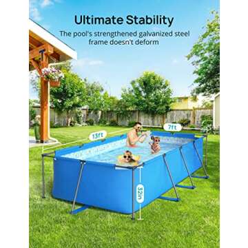EVAJOY 14ft x 7ft Above Ground Metal Frame Swimming Pool - Easy Assembly, Durable Design