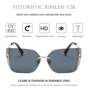 Stylish Bsreyeop Rimless Y2K Sunglasses for Everyone