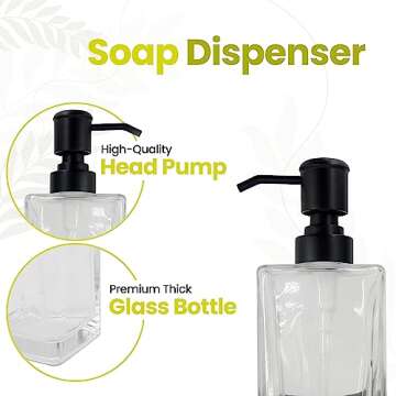 Chic Square Glass Soap Pump Dispenser Set with Caddy