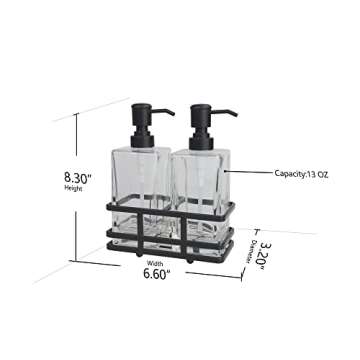 Chic Square Glass Soap Pump Dispenser Set with Caddy