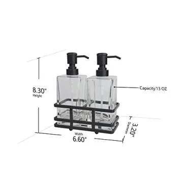 Chic Square Glass Soap Pump Dispenser Set with Caddy