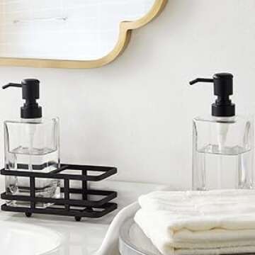 Chic Square Glass Soap Pump Dispenser Set with Caddy