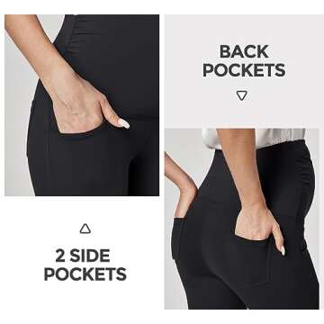 Ewedoos Maternity Pants for Women Stretchy Maternity Clothes Over The Belly Pregnancy Dress Work Pants with Pockets Black