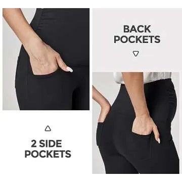 Ewedoos Maternity Pants for Women Stretchy Maternity Clothes Over The Belly Pregnancy Dress Work Pants with Pockets Black