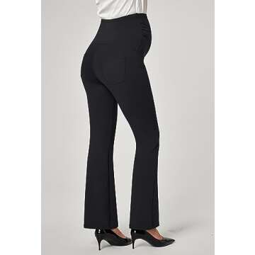 Ewedoos Maternity Pants for Women Stretchy Maternity Clothes Over The Belly Pregnancy Dress Work Pants with Pockets Black