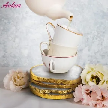 Elegant Natural Agate Coasters Set - 4 Unique Pieces