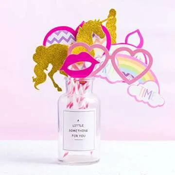 Gold Unicorn Photo Booth Props for Kids Parties