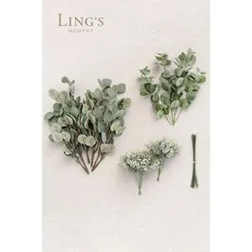 Ling's Moment Artificial Plants 3-Eucalyptus leaves Branches Bouquets,18Pcs 17.5"Tall Hanging Fake Greenery Filler w/Stems, Realistic Texture Decor for Wedding Table Centerpieces, Outdoor/Room/Office