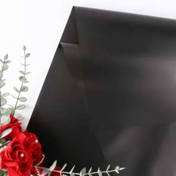 FUHITIM 20 Sheets Flower Wrapping Paper - Waterproof Floral Bouquet Packaging Paper for DIY Crafts，Florist Supplies Packaging Paper for Wedding Birthday Gift (Misty Black)