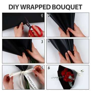 FUHITIM 20 Sheets Flower Wrapping Paper - Waterproof Floral Bouquet Packaging Paper for DIY Crafts，Florist Supplies Packaging Paper for Wedding Birthday Gift (Misty Black)