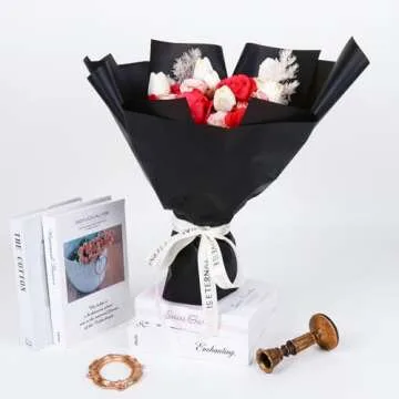 FUHITIM 20 Sheets Flower Wrapping Paper - Waterproof Floral Bouquet Packaging Paper for DIY Crafts，Florist Supplies Packaging Paper for Wedding Birthday Gift (Misty Black)