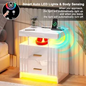 Smart LED Nightstands Set with Charging Station - Stylish & Functional