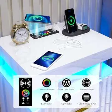 Smart LED Nightstands Set with Charging Station - Stylish & Functional