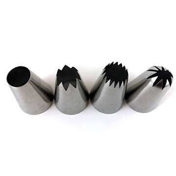 UMIKU Deluxe Cupcake Set-Extra Large Stainless Steel Decorating Tips, Bismark Tip & Reusable Pastry ...