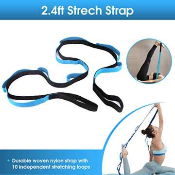 KeShi Foam Roller Set, 18” Muscle Foam Roller, 17” Massage Roller Stick, Spiky Massage Ball, Solid Ball, and Stretching Strap, Perfect for Pain & Tightness Relief Home Gym Set