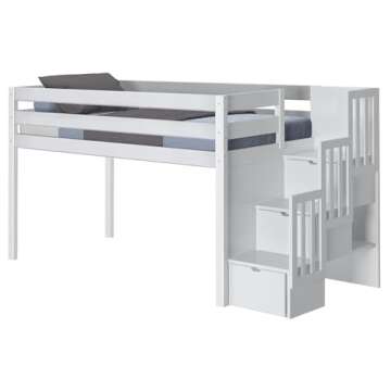 JACKPOT! Low Loft Twin Bed with 3 Drawer Stairway