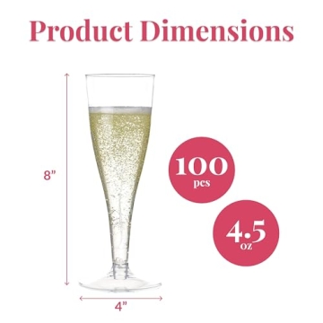 Elegant Prestee Plastic Champagne Glasses - 100 Pack for Parties