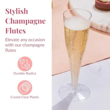 Elegant Prestee Plastic Champagne Glasses - 100 Pack for Parties