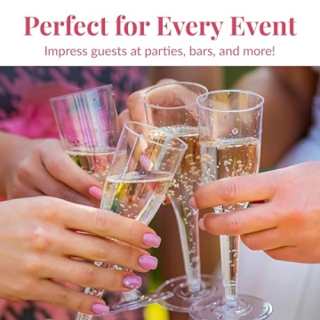Elegant Prestee Plastic Champagne Glasses - 100 Pack for Parties
