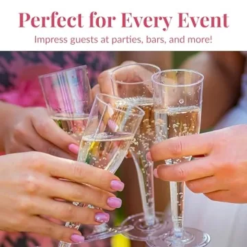 Elegant Prestee Plastic Champagne Glasses - 100 Pack for Parties