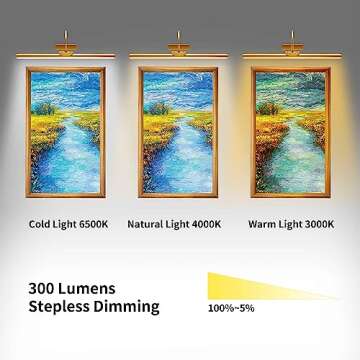lsvgoe 23" Wireless Picture Lights, Rechargeable Battery Art Display Light with Remote Control, Dimmable/Timer Off Dartboard Light, 3 Lighting Modes Full Metal Painting Display Lights (Black)