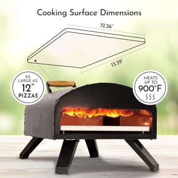 Bertello SimulFIRE Outdoor Pizza Oven Bundle - Wood Fire Portable 12 inch Brick Oven with Gas Burner, Peel, Wood Tray, Cover, & Thermometer - Portable Pizza Maker - As Seen on SHARK TANK