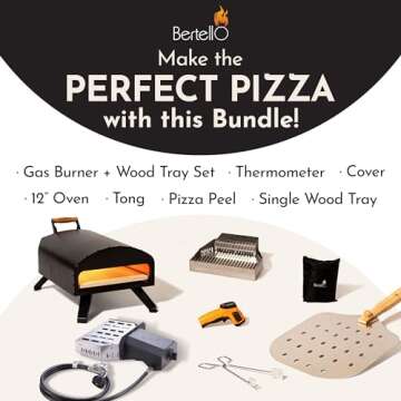 Bertello SimulFIRE Outdoor Pizza Oven Bundle - Wood Fire Portable 12 inch Brick Oven with Gas Burner, Peel, Wood Tray, Cover, & Thermometer - Portable Pizza Maker - As Seen on SHARK TANK