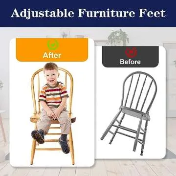 1/4" Thread Furniture Feet Levelers, 12 PCS Adjustable Furniture Feet Threaded Screw in, Leveling Feet Screw On Furniture Glide Leveling for Table, Cabinets, Chairs, Stool Legs